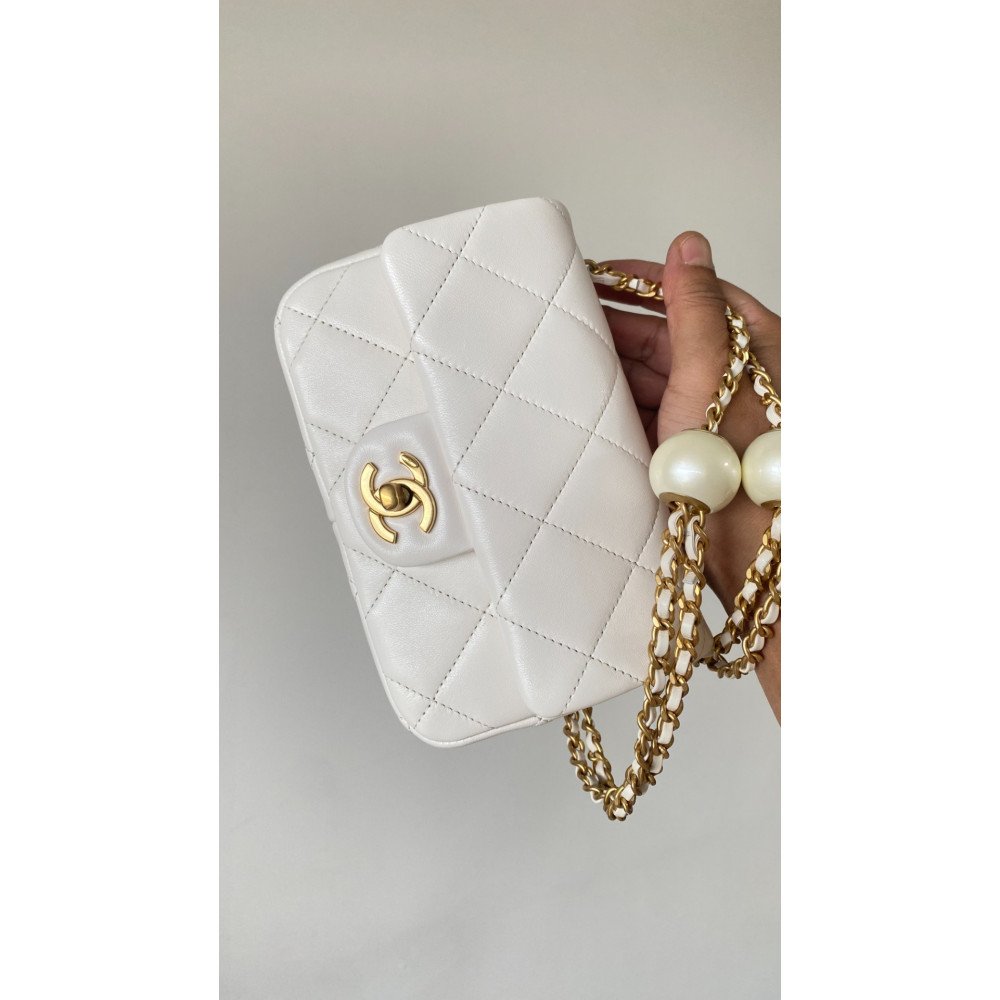 Chanel 24S New Arrival: Double Pearl Detail! Adjustable Closure! "Square Plump Mini"