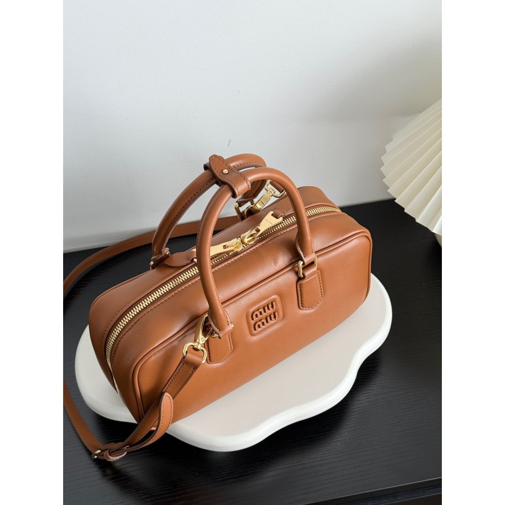 Miu Miu Medium Bowling Bag in Brown Miu Miu Medium Bowling Bag in Brown