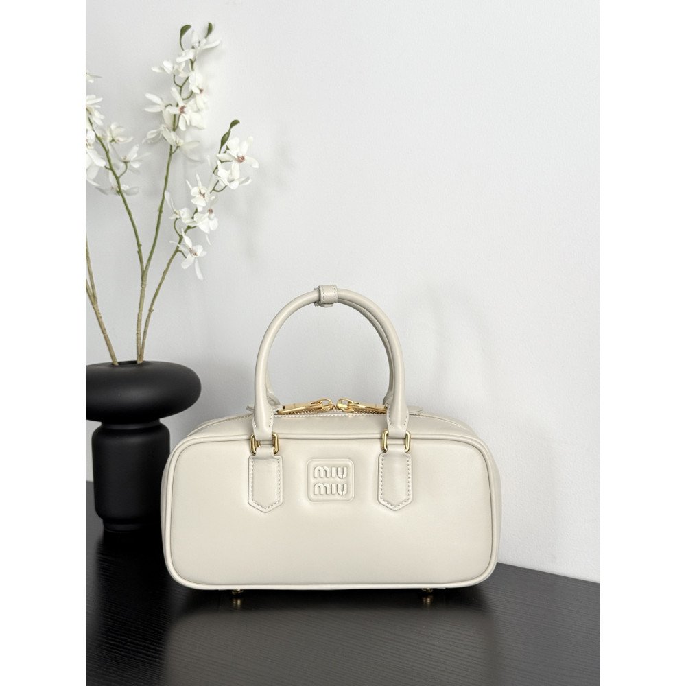 Miu Miu Medium Bowling Bag in White Miu Miu Medium Bowling Bag in White