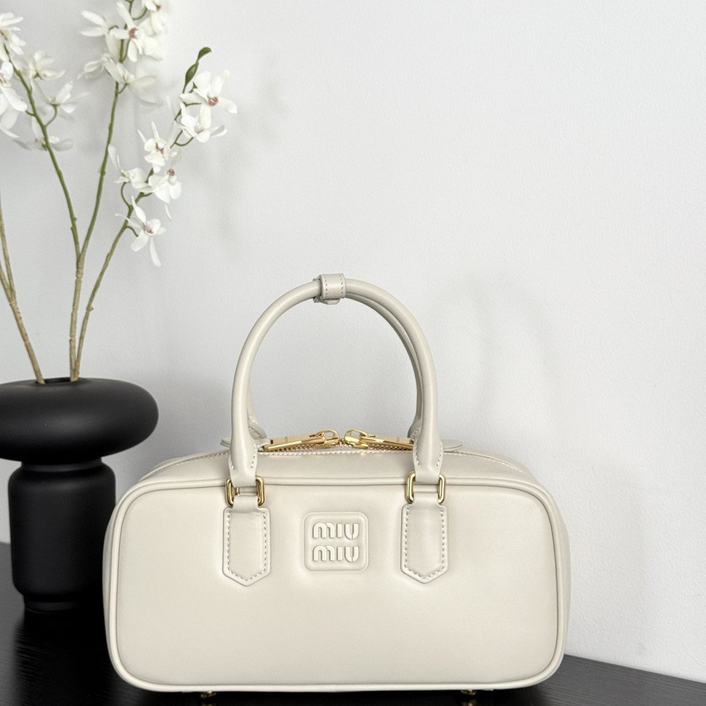 Miu Miu Medium Bowling Bag in White Miu Miu Medium Bowling Bag in White