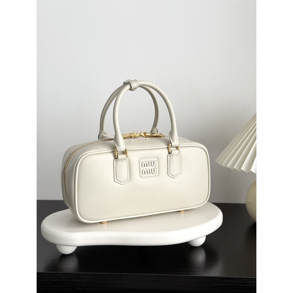 Miu Miu Medium Bowling Bag in White Miu Miu Medium Bowling Bag in White