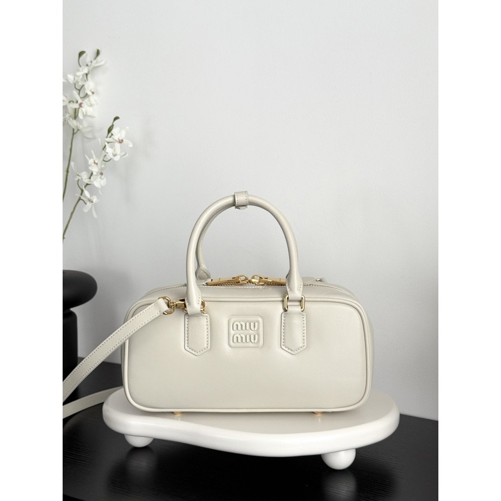 Miu Miu Medium Bowling Bag in White Miu Miu Medium Bowling Bag in White