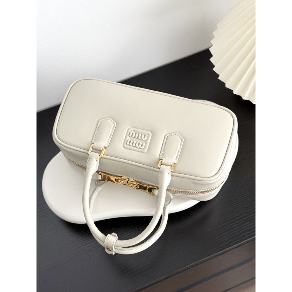 Miu Miu Medium Bowling Bag in White Miu Miu Medium Bowling Bag in White