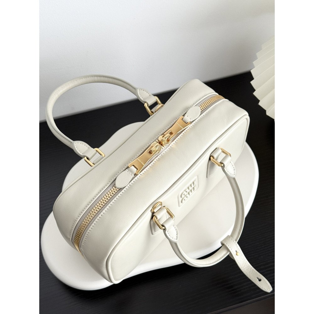 Miu Miu Medium Bowling Bag in White Miu Miu Medium Bowling Bag in White