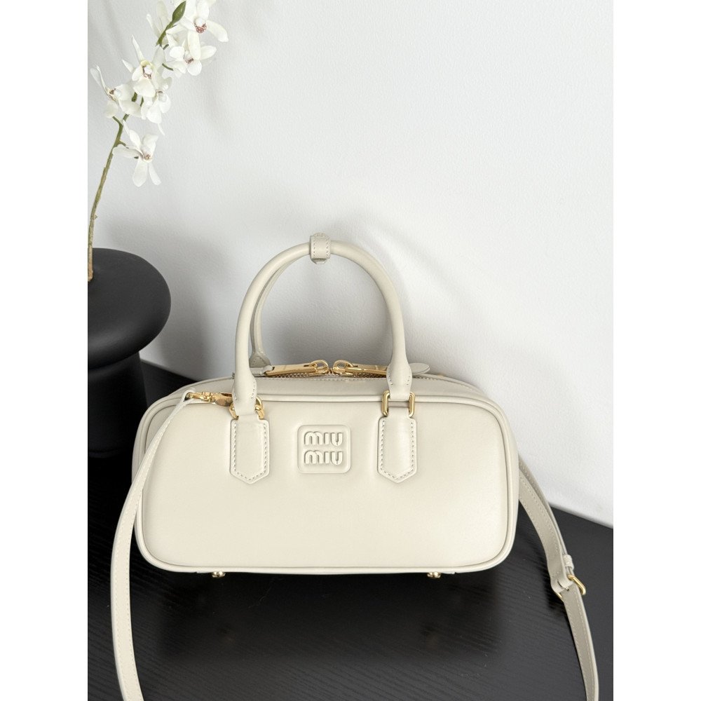 Miu Miu Medium Bowling Bag in White Miu Miu Medium Bowling Bag in White