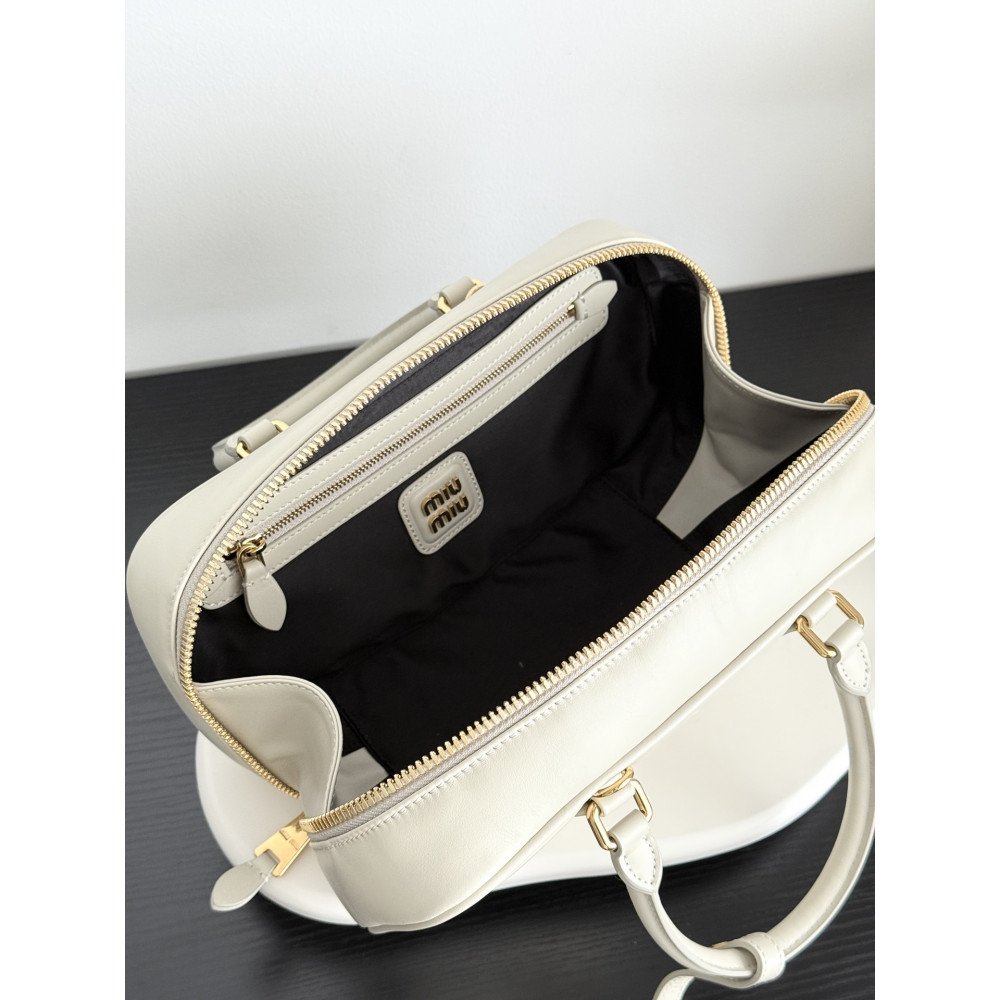 Miu Miu Medium Bowling Bag in White Miu Miu Medium Bowling Bag in White