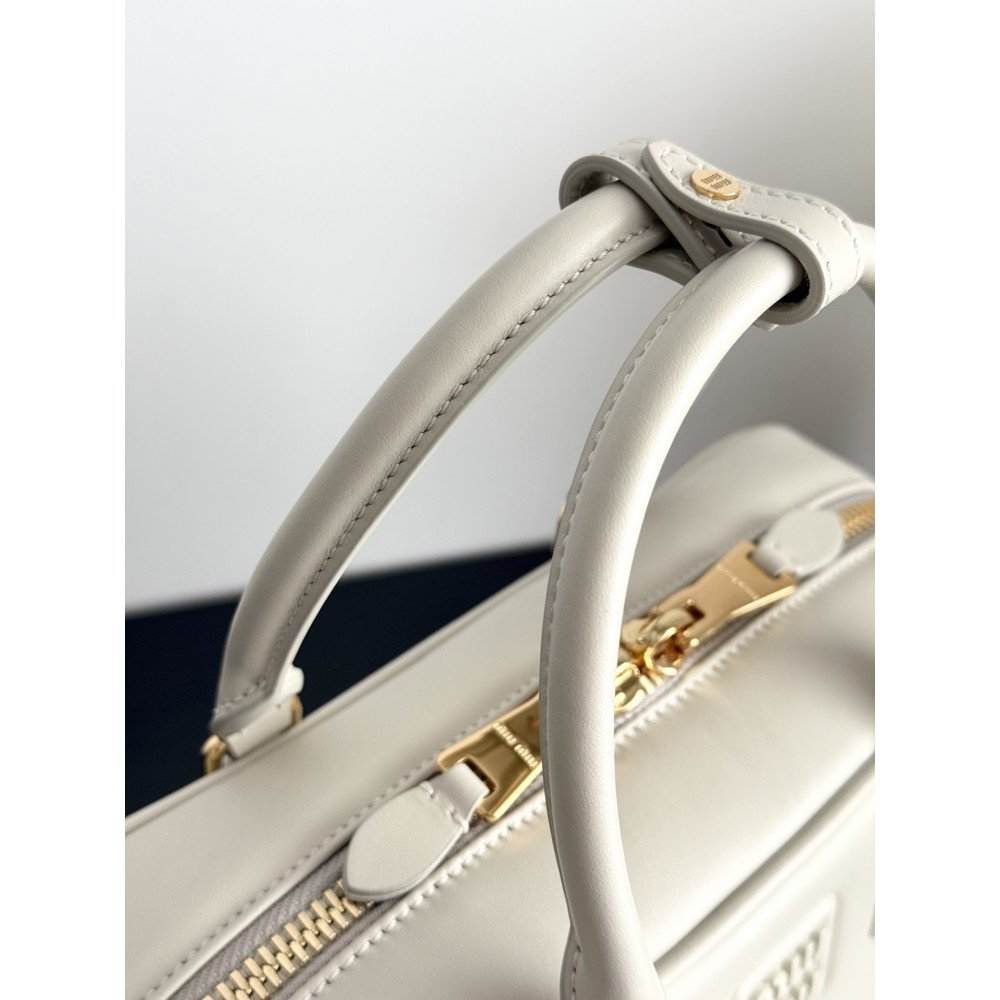 Miu Miu Medium Bowling Bag in White Miu Miu Medium Bowling Bag in White