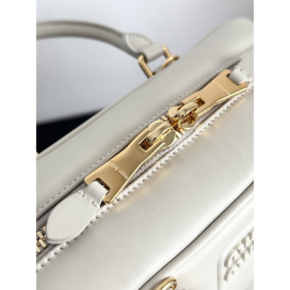 Miu Miu Medium Bowling Bag in White Miu Miu Medium Bowling Bag in White