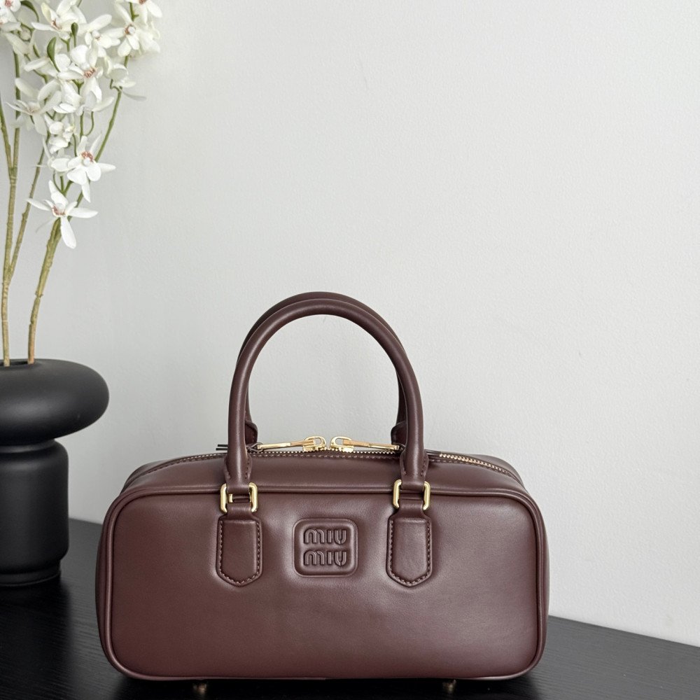 Miu Miu Medium Bowling Bag in Heather Grey Miu Miu Medium Bowling Bag in Heather Grey