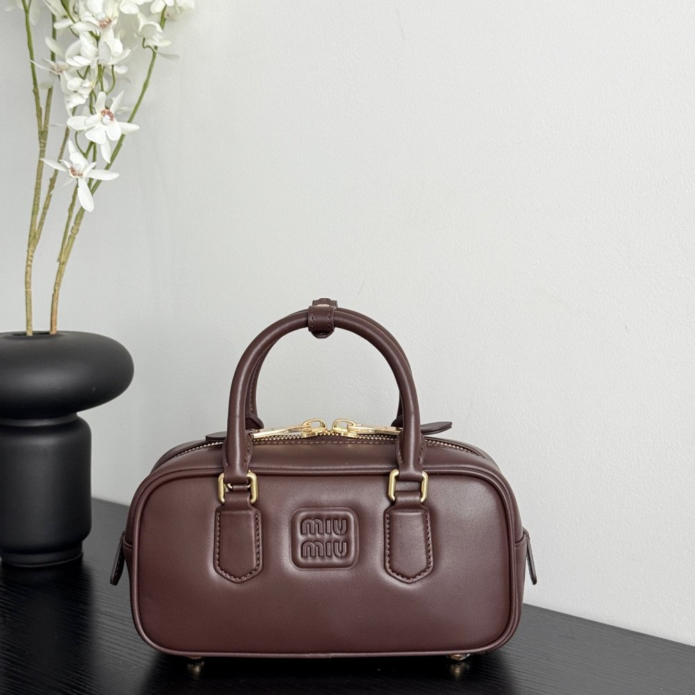 Miu Miu Small Bowling Bag in Heather Grey Miu Miu Small Bowling Bag in Heather Grey