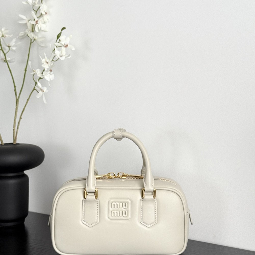 Miu Miu Small Bowling Bag in White Miu Miu Small Bowling Bag in White