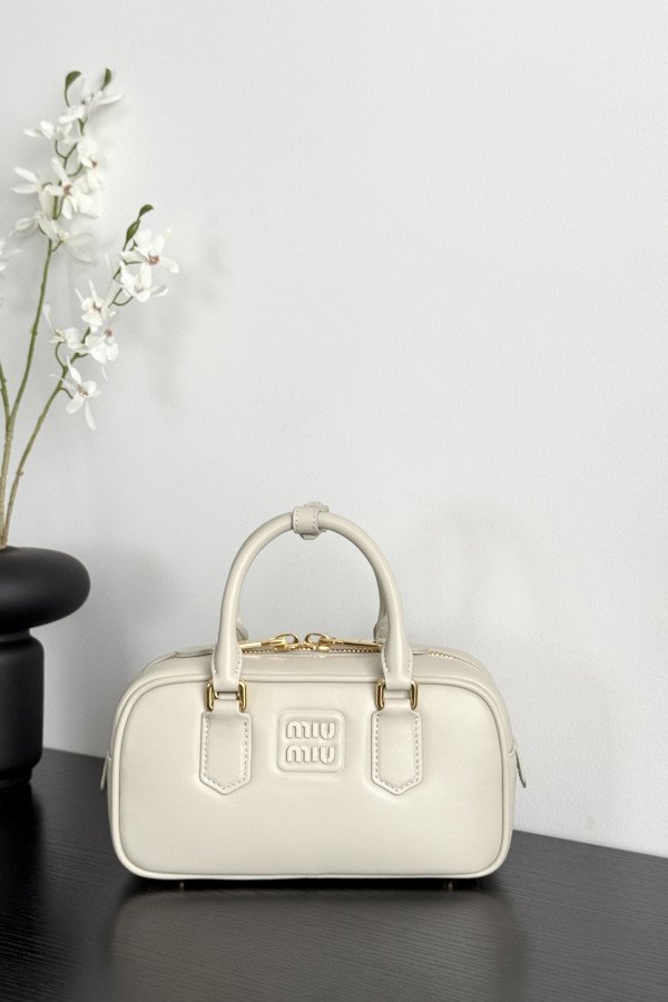 Miu Miu Small Bowling Bag in White