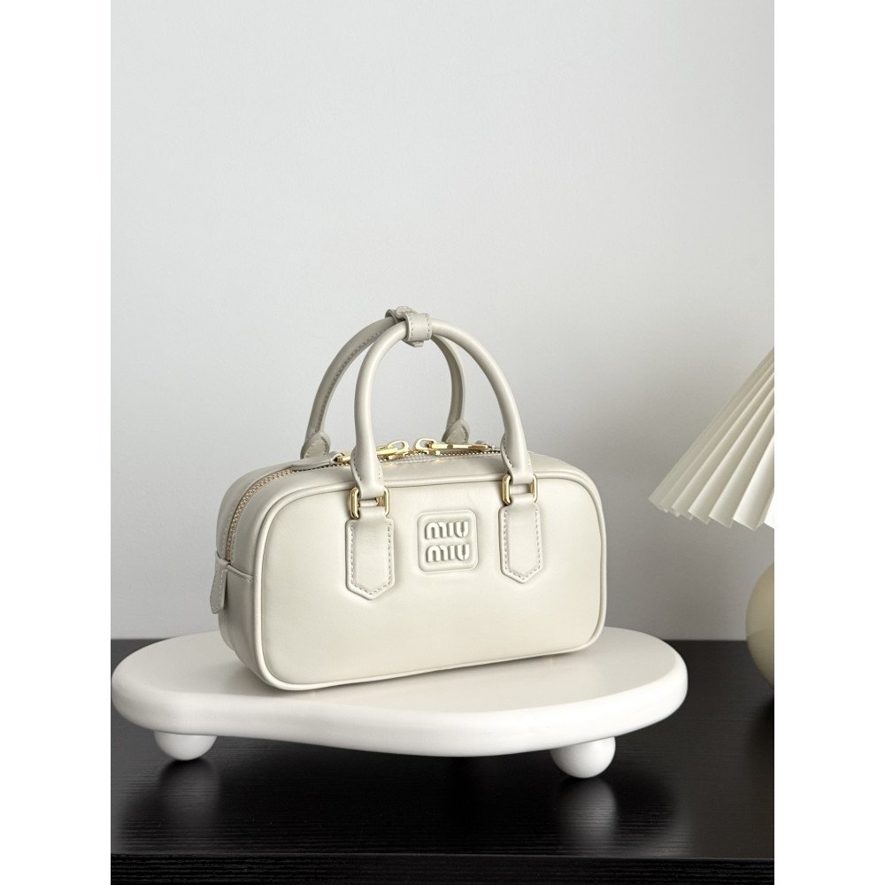 Miu Miu Small Bowling Bag in White Miu Miu Small Bowling Bag in White