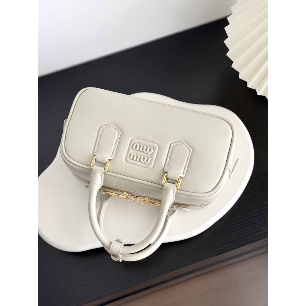 Miu Miu Small Bowling Bag in White Miu Miu Small Bowling Bag in White