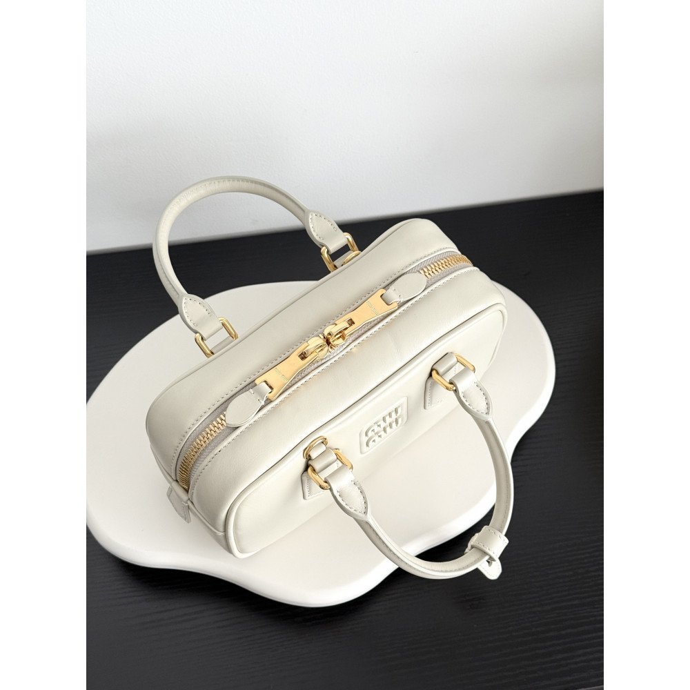 Miu Miu Small Bowling Bag in White Miu Miu Small Bowling Bag in White