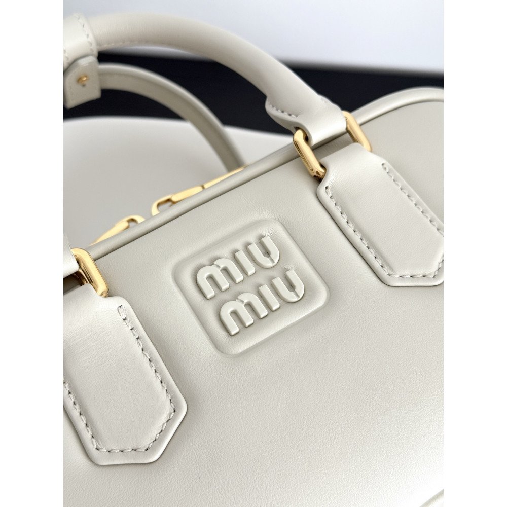 Miu Miu Small Bowling Bag in White Miu Miu Small Bowling Bag in White