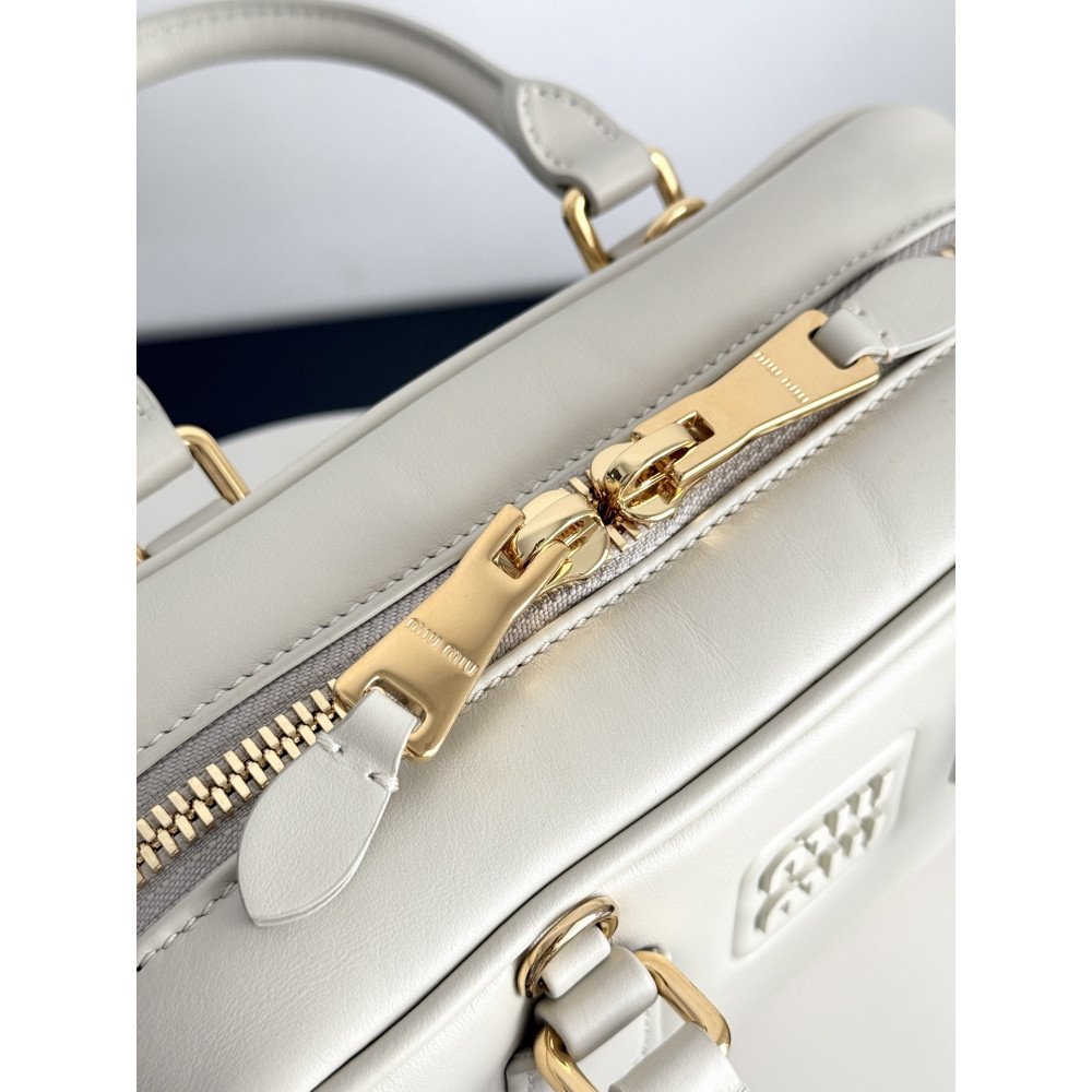 Miu Miu Small Bowling Bag in White Miu Miu Small Bowling Bag in White