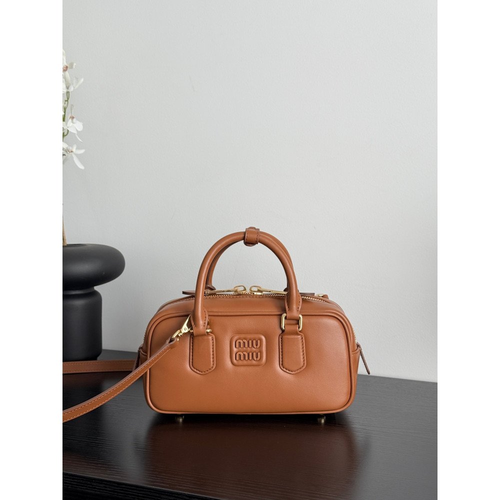 Miu Miu Bowling Bag in Cognac Color – Small Size Miu Miu Bowling Bag in Cognac Color – Small Size