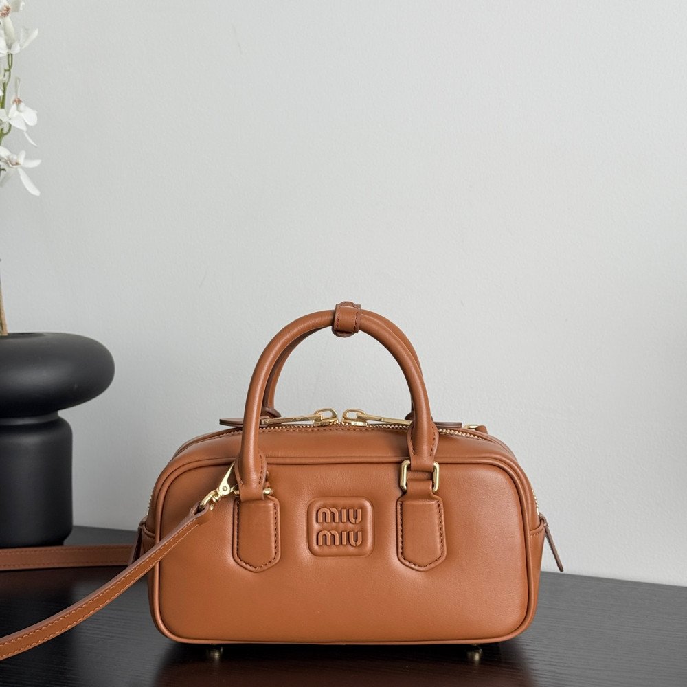 Miu Miu Bowling Bag in Cognac Color – Small Size Miu Miu Bowling Bag in Cognac Color – Small Size