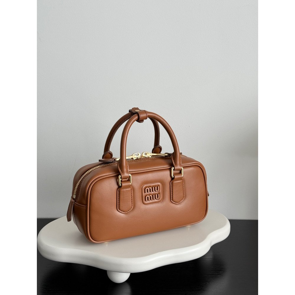 Miu Miu Bowling Bag in Cognac Color – Small Size Miu Miu Bowling Bag in Cognac Color – Small Size