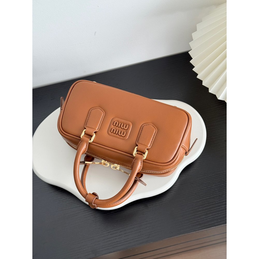 Miu Miu Bowling Bag in Cognac Color – Small Size Miu Miu Bowling Bag in Cognac Color – Small Size
