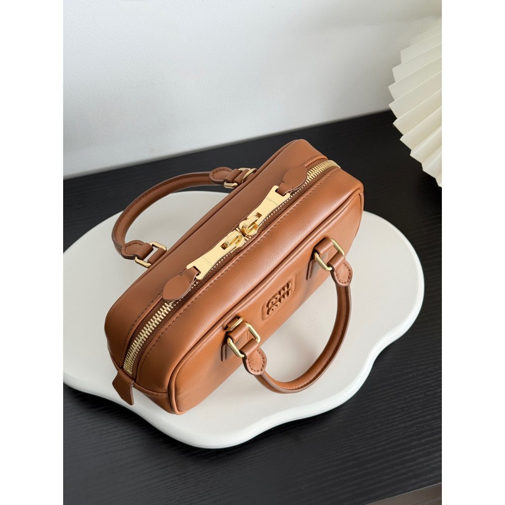 Miu Miu Bowling Bag in Cognac Color – Small Size Miu Miu Bowling Bag in Cognac Color – Small Size