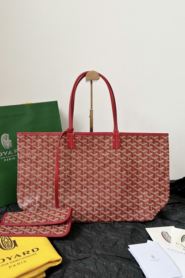 Goyard Dog-Teeth Tote Bag! red
