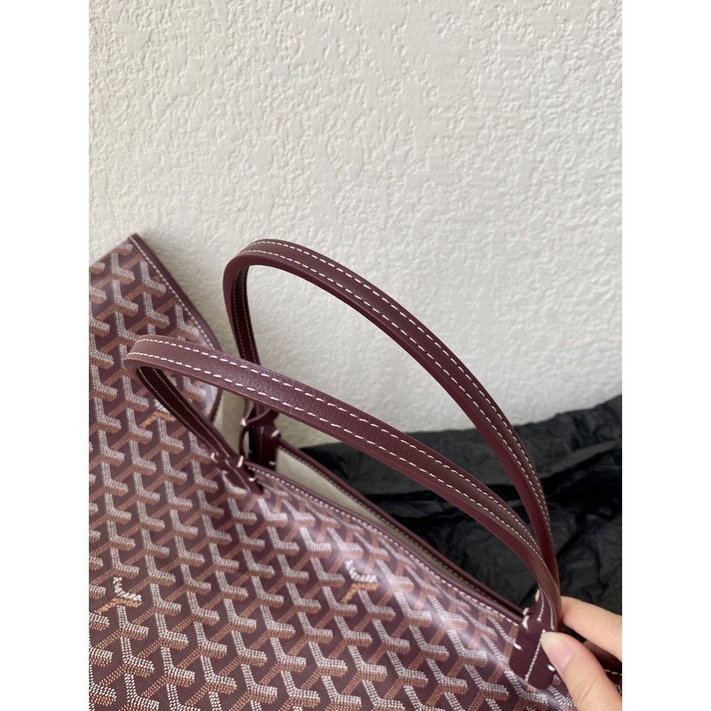 Goyard Dog-Teeth Tote Bag! Burgundy