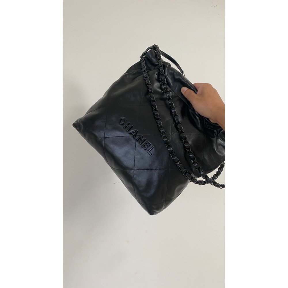 Chanel Solid Black 22 Bag, small size 22 bag shoulder bag Chanel Solid Black 22 Bag, small size 22 bag shoulder bag