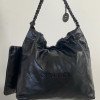 Chanel Solid Black 22 Bag, small size 22 bag shoulder bag 